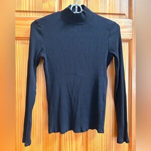 CLASSIC Black Ribbed Long Sleeve mock neck